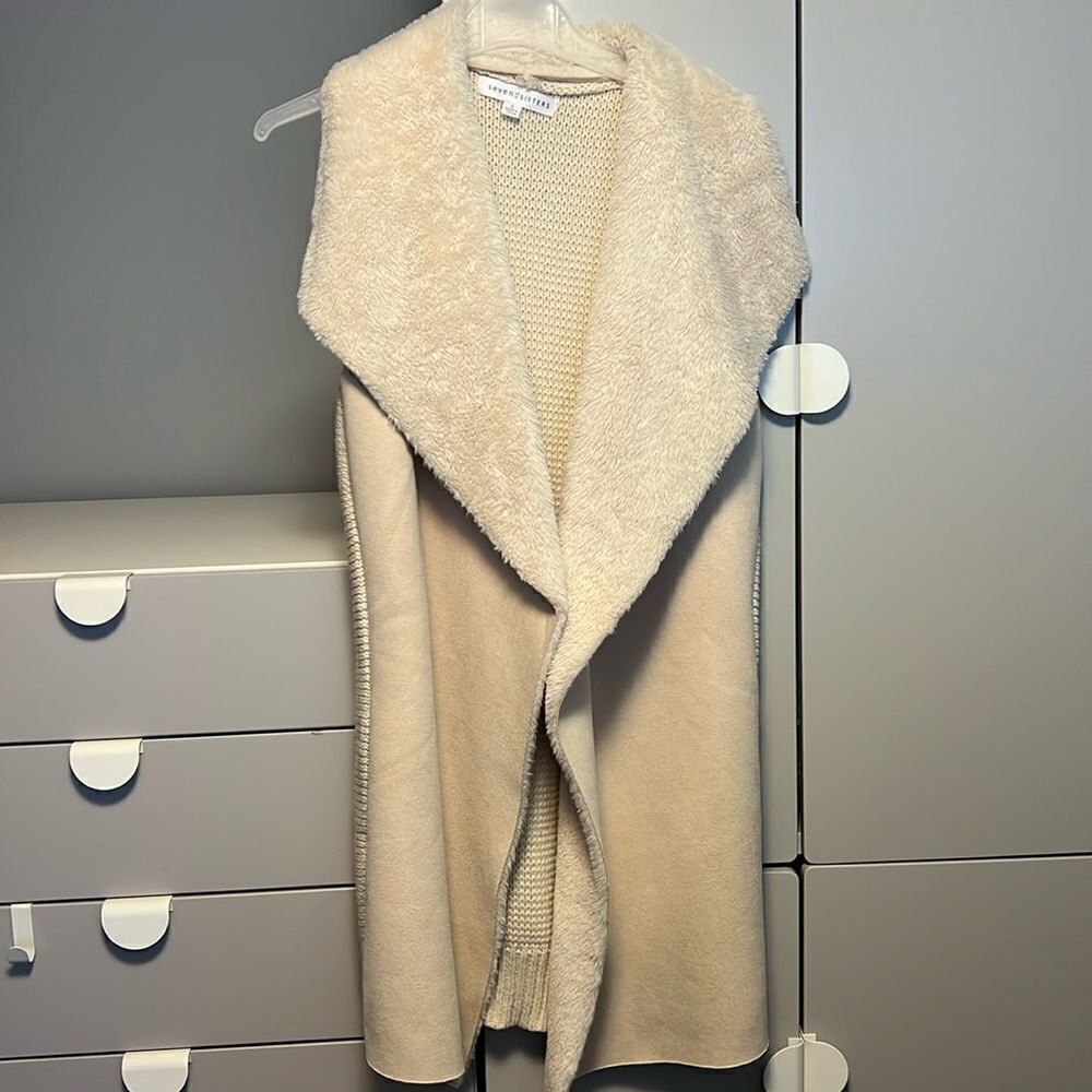 Seven Sisters fur suede sweater vest
